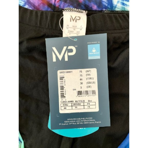 NWT Michael Phelps MP Florida Jammer Bright Aqua Mens Swimsuit Size 30 Waist - Picture 4 of 4